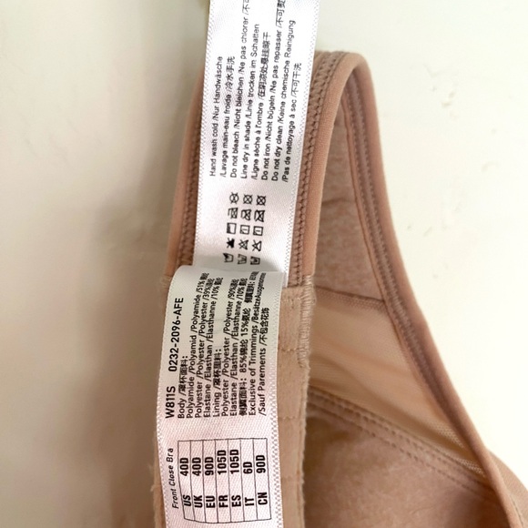 Delimira front closure Bra full coverage tan 40D Woman's with X back support - Picture 7 of 7